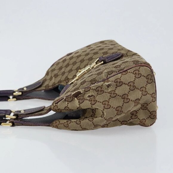 GUCCI GG Canvas Jackie Shoulder Bag Beige Gold 145819 Auth bs29800 - Picture 6 of 16